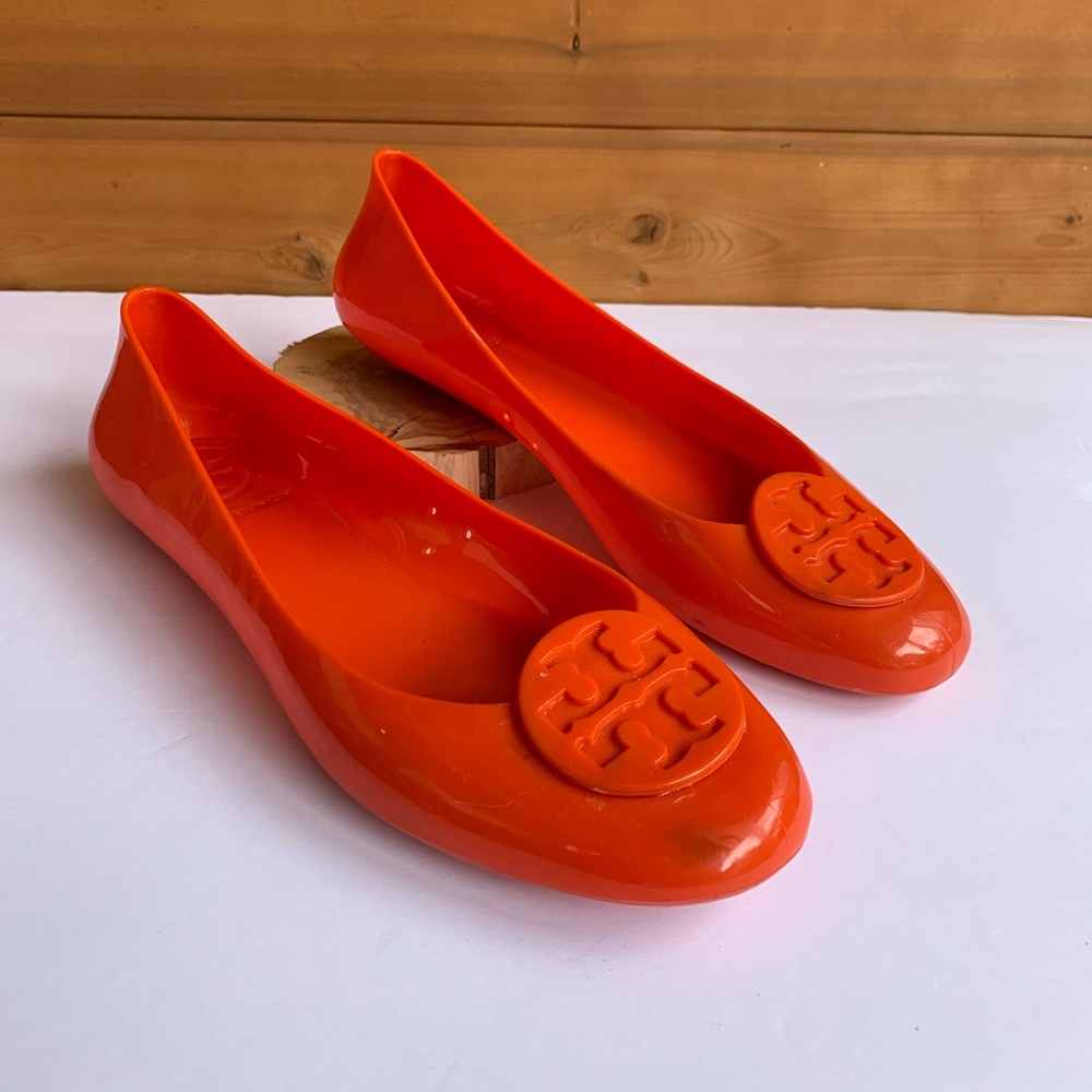 Tory Burch Orange Reva Jelly Flats